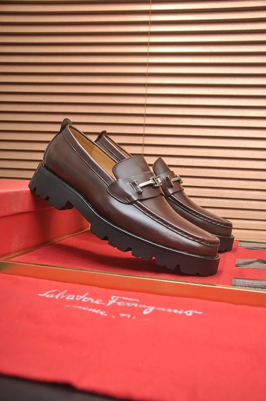 Men's shoes 💰500💶[Ferragamo/Ferragamo] The latest model in the counter. Original imported high-quality cowhide with open edges + imported 🐂 water-dyed cowhide lining + original luxury metal buckle + original combined outsole. Comparison without pressure 38--45 (45 is custom-made and cannot be returned or exchanged)